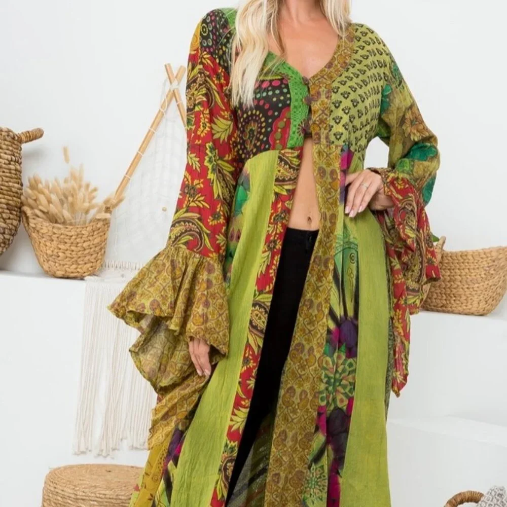 Long Bell Sleeve Kimono - Picture 1 of 5